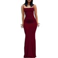 thumbnail image 2 of Vestido largo ajustado sin mangas de color liso para mujer, ideal para fiestas en la playa., 2 of 5