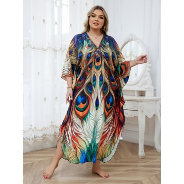 EDOLYNSA Plus Size Bathing Suit Cover Up For Women Moroccan Kaftan...