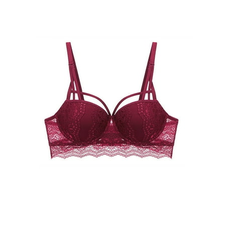 

Toyella Lace Bra Top Thin Bottom Thick Push Up Women s Underwear Bra Wine Red 70A