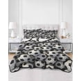 thumbnail image 2 of Quilts Twin Size Bedding Set, Football Sports Lightweight Quilted Comforter, Modern Chic Classic Soccer Textured Soft Reversible Bedspread Coverlet with Pillow Covers for All Season, 68" x 86", 2 of 7