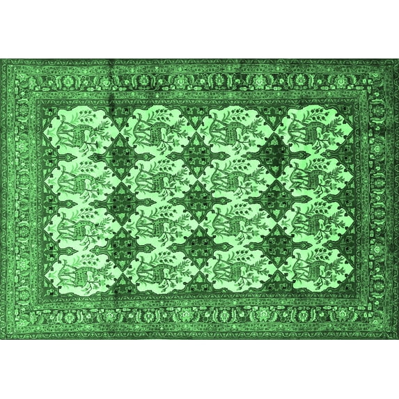 Ahgly Company Indoor Rectangle Persian Emerald Green Traditional Area Rugs, 2' x 5'