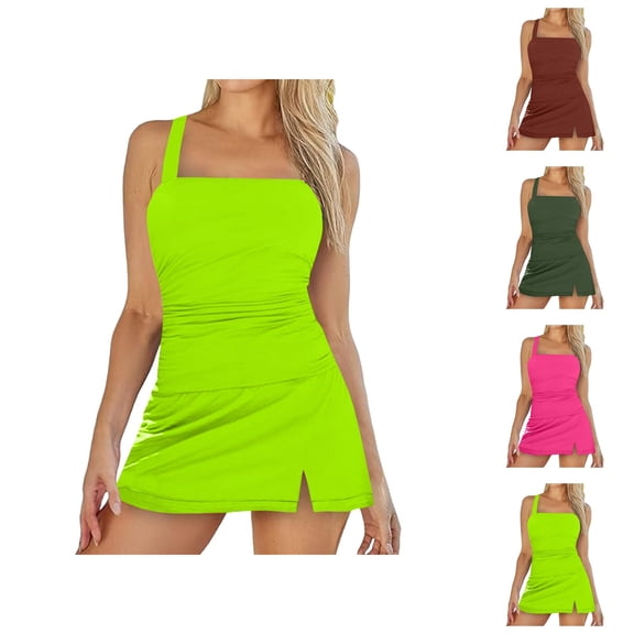 Womens High Waisted Bikini Set V Neck Two Piece Swimsuit Tummy Control Bathing Suit Push Up Swimwear for Beach Vacation Pool Party