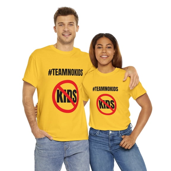 Hashtag Team No Kids Funny Graphic Mother's Day For Non Mother Cotton Tee