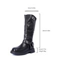 thumbnail image 5 of Miluxas Women's Knee High Boots Comfort Square Toe Slip On Riding Motorcycle Boots Chunky Low Heels Fashion Buckles Biker Boots Black 8.5(41), 5 of 7