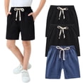 thumbnail image 2 of XXWXYD 3 Pack Girls Cotton Linen Shorts Elastic Waist Mid Thigh Beach Athletic Sport Trendy Summer Play Clothes, 2 of 4