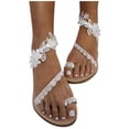 thumbnail image 1 of Kcodviy Sandales Blanches pour Femmes à Anneau d'Orteil Sandales pour Femmes Taille 8 Sandales Plates à Motif Floral Sandales de Randonnée Confortables pour Femmes Couleur Unie Décontractées Rétro Sandales de Marche pour Femmes Chaussures de Plage, 1 of 9