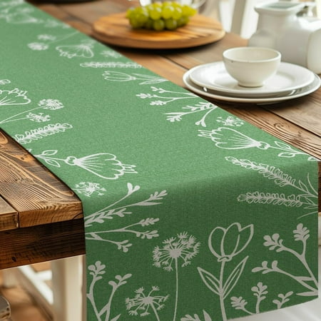 

Leaves Table Runner 13x72inch Polyester Plant Table Runner Spring Fall Table Mats Kitchen Dining Table Decoration for Kitchen Party Holiday Dinner