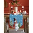 thumbnail image 4 of Table Runner Dresser Scarves Christmas Cute Snowman Lantern Cotton Linen Burlap Table Cover Xmas Tree Snowflake on Blue Table Runners for Family Kitchen Dining Holiday Party Banquet Decor, 4 of 5