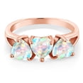 thumbnail image 2 of Gem Stone King 2.25 Ct Heart Shape White Simulated Opal 18K Rose Gold Plated Silver Ring, 2 of 3