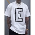 thumbnail image 1 of Simple and stylish E-letter printed men's round neck short sleeved T-shirt, comfortable and breathable casual sports top suitable for spring and summer vacation leisure, 1 of 5