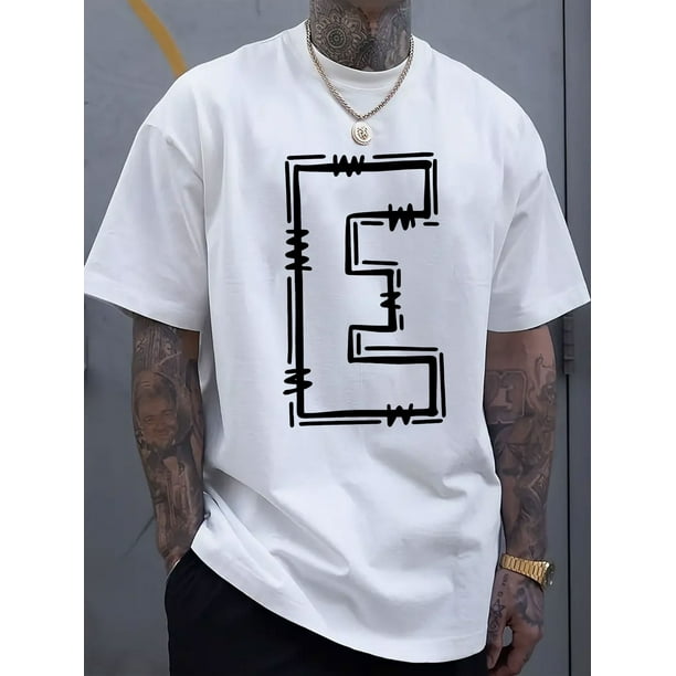 Camiseta de manga corta con cuello redondo para hombre, sencilla y elegante, con estampado de letras electrónicas, cómoda y transpirable, ideal para el tiempo libre en primavera y verano. Camiseta dep