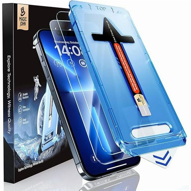 wonima11 MAGIC JOHN 2 Pack for iPhone 13 Pro Max/iPhone 14 Plus 6.7 inch Tempered Glass Screen Protector, Auto Dust-Elimination Installation, Bubble Free, HD Clear, Easy Installation