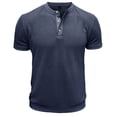 thumbnail image 3 of uikmnh Men's T Shirts European Solid Color Knitted Pineapple Jacquard Texture Men Casual Loose Comfortable Trendy Button Open Neck Short Sleeved T Shirt Size:L, 3 of 7