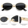 thumbnail image 3 of SOJOS UV Protection Unisex Classic Retro Oval Trendy Sunglasses, Gold/Grey, 3 of 12