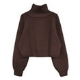 thumbnail image 5 of XIAOCHA Womens Sweaters Minimalist Half Zip Turtleneck Short Pullover Sporty Sweater Winter Solid Color Soft Loose Long Sleeves Knit Blouses, 5 of 5