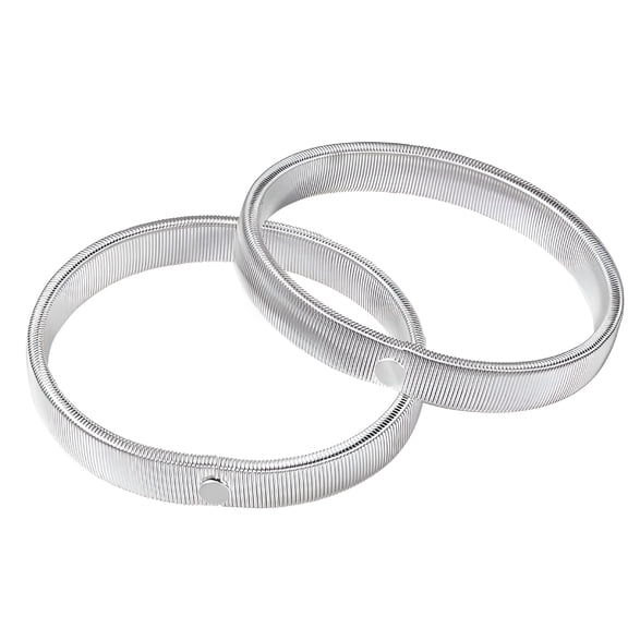 TELOLY 2pcs Stretchable Arm Cuffs Metal Silver For Reusable Clothing Accessory Dance Parties
