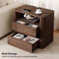 thumbnail image 6 of Satifur Fluted Wooden Nightstand with Charging Station, Mid-Century Modern 2-Drawer Bedside Table, End Table for Bedroom and Living Room, American Walnut, Set of 2, 6 of 8