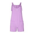 thumbnail image 6 of ZACPNCV Girls Overall Shorts Sleeveless Jumpsuits Cotton Linen Short Overalls Teen Girls Shortalls Adjustable Straps Romper Purple 11-12 Years, 6 of 7