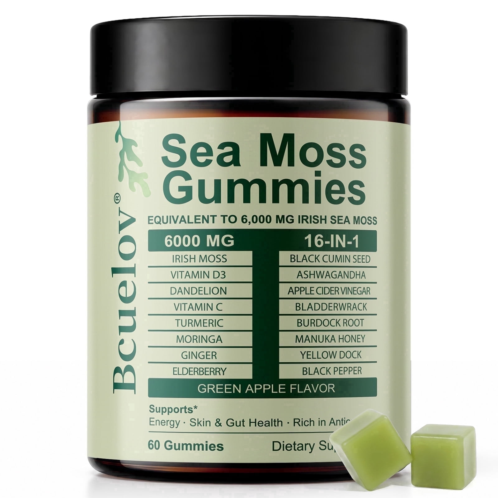 Bcuelov Sea Moss Multivitamin Gummies,Support Energy and Vital Nutrients for Aldult,60 Gummies