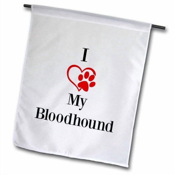 3dRose, I love my Bloodhound, 12 x 18 inch Garden Flag