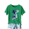 thumbnail image 2 of Qulqfy Women's Cartoon Shirts Dog Print Puppy Cute Shirts Green Graphic Women Short Sleeve Tops 2XL, 2 of 4
