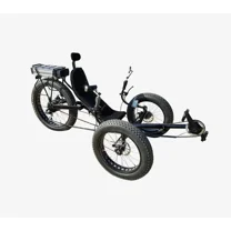 Black Folding Fat Tire Electric Tricycle – Recumbent 3 Wheel Bike for Adults, Off-Road Big Wheel Trike, 750W Motor, Snow and All-Terrain Ready