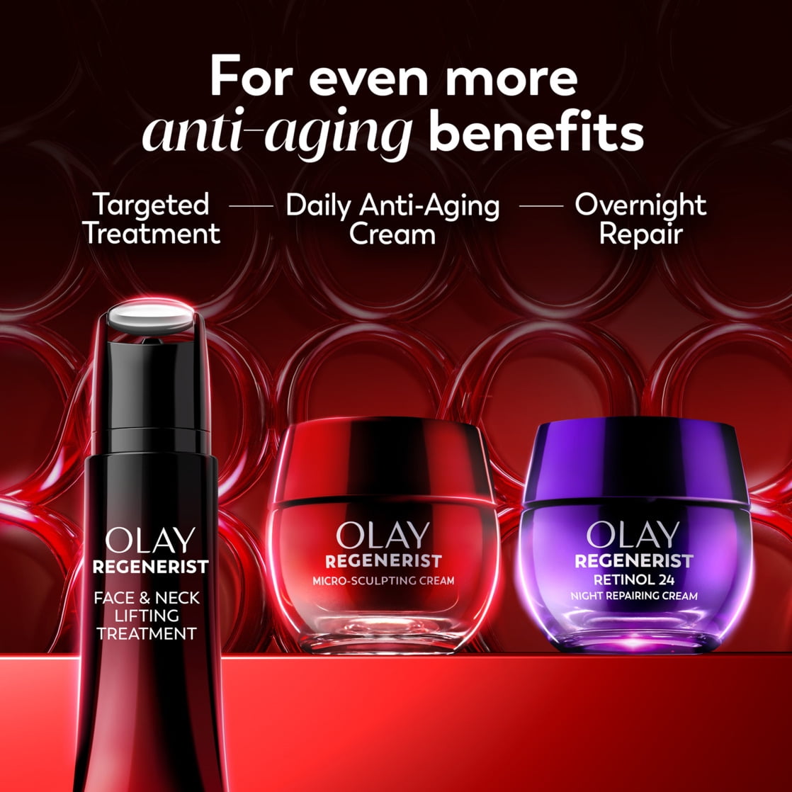 OLAY REGENERIST Lifting & Sculpting Face, Neck, Decollete Treatment, Fragrance-Free, Triple Collagen Peptide with NAD+