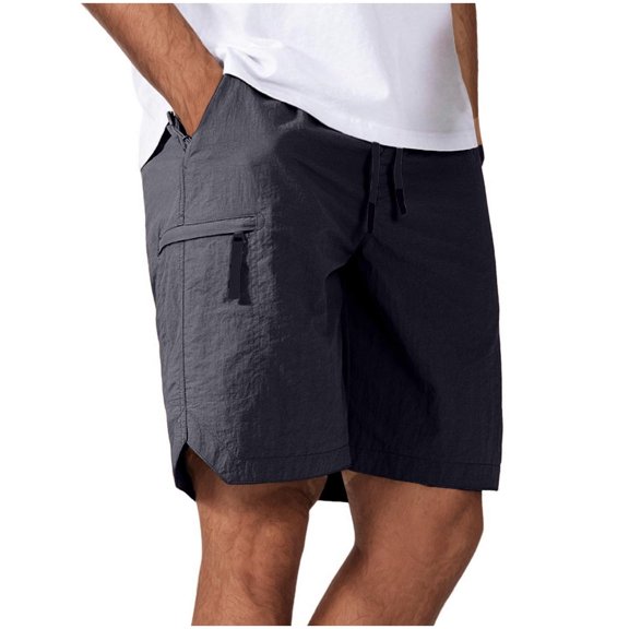 7" Summer Casual Mens Pants Elastic Waist Drawstring Streetwear Shorts with Zipper Pockets Fathers Gift