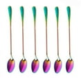 thumbnail image 1 of Cucharaditas de cafe, Juego de 6 Cuchara de cafe de color del  iris Cuchara de desierto de helado de manejar  Cuchara de  de coctel Cuchara de mezcla, Cabeza puntiaguda, 1 of 1