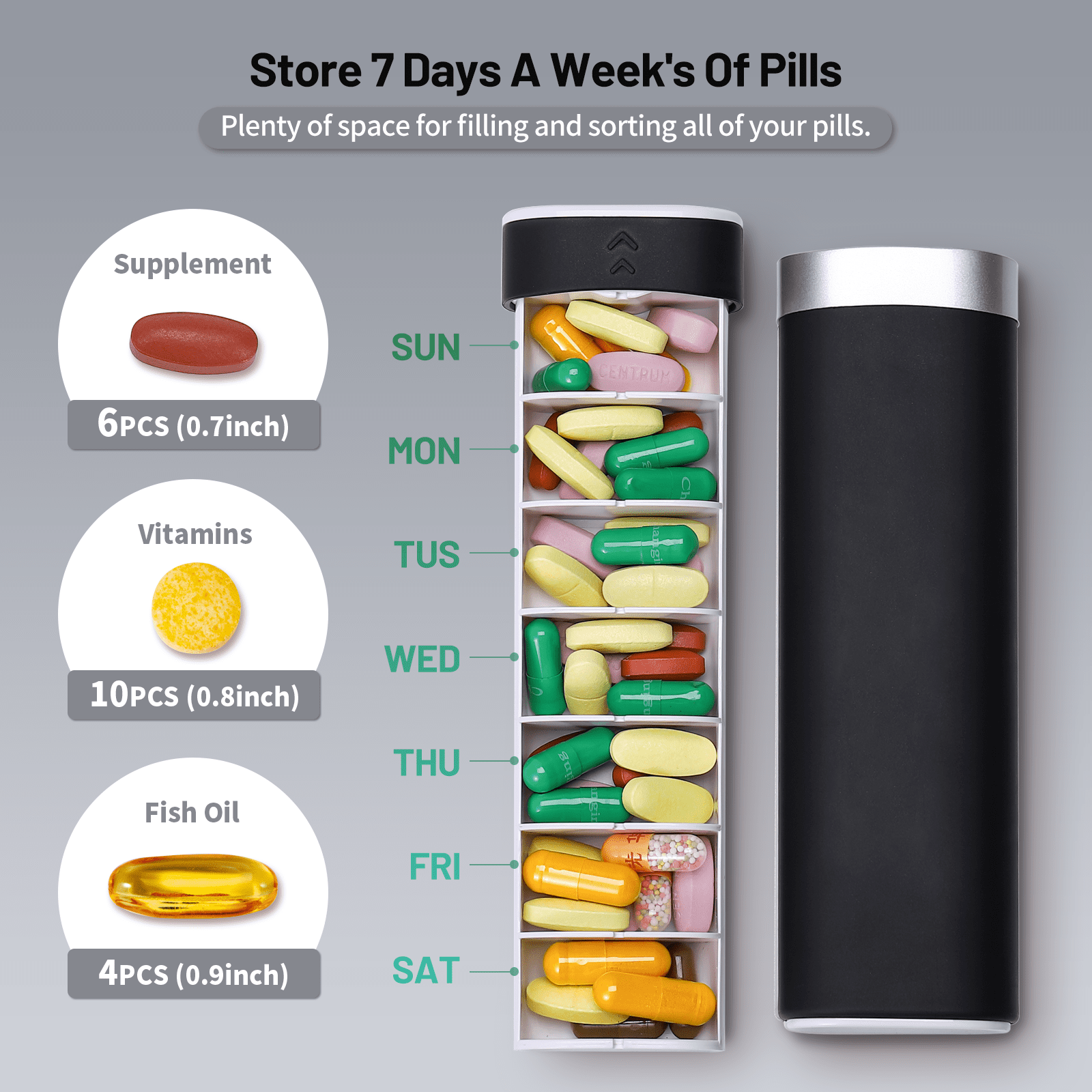 2 PACKS, 1 Extra Large Pill Organizer 2 Times A Day, 1 Travel Pill Organizer 1 Times A Day, Weekly Pill Boxes For Travel Or Home Use, Colorful Pill Case For Easy Read