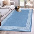 thumbnail image 2 of Sky Blue Retro Greek Key Large Area Rugs for Bedroom Living Room, Soft Non Slip Carpet Bedside Rug, Geometric Greece Ancient Farmhouse Rectangular Floor Cover Kitchen Accent Rug 4'x6' for Office, 2 of 9
