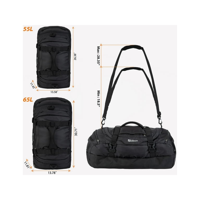 Ubon 55L Travel Duffle Bag Duffel Bags for Luggage Gym Sports Camping  Travelling Black - Walmart.com