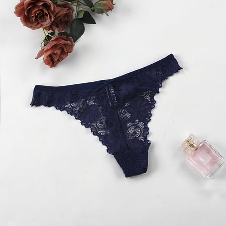 

6 Pack Women s Low Waisted Retro Thong with Cute Bow Panties Seamless Plus Size Lace Underwear