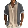 thumbnail image 2 of CENL Mens Casual Vintage Bowling Striped Short Sleeve Lapel Button Down Shirts Blouse, 2 of 9