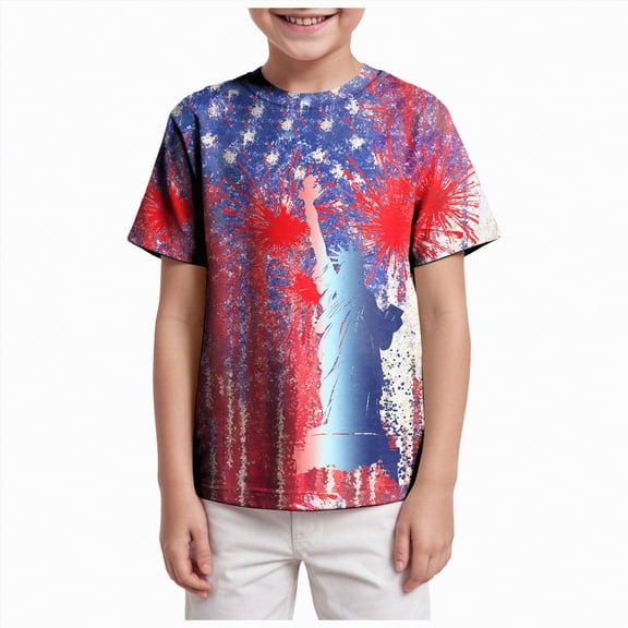Ccpelsie Toddler Boy Girl 4th Of July Outfit Short Sleeve Independence Day T-Shirt Fourth Of July Clothes for Kids(Red,4-5 Years)