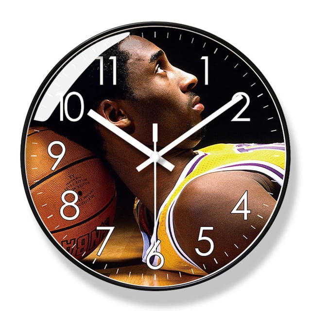 Reloj de pared Kobes Bryants Silent, antitictac, 25 cm, cristal y ABS