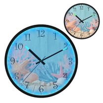 Voice Activated Clock with Glow Light 12 Inch Large Silent Wall Clock Battery Operated for Home Decor Colorful Starfish and Seashells