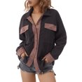 thumbnail image 2 of Seyurigaoka Women Juniors Shirt Coat, Lapel Long Sleeve Loose Single-breasted Outwear, 2 of 9
