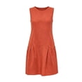 thumbnail image 4 of Levmjia Women's Sleeveless Dress Casual Solid Color Round Neck A Line Dress with Pockets Button Detail Loose Fit Shift Dress for Women Daily Summer Vacation, 4 of 5