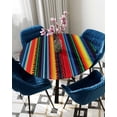thumbnail image 5 of nqOlkjepod Rainbow Striped Round Tablecloth, Fitted Table Cover with Elastic for 55"-60" Round Tables, Modern Colorful Boho Ethnic Chic Lines Table Cloth Outdoor Dinning Party Waterproof Tablecloths, 5 of 6