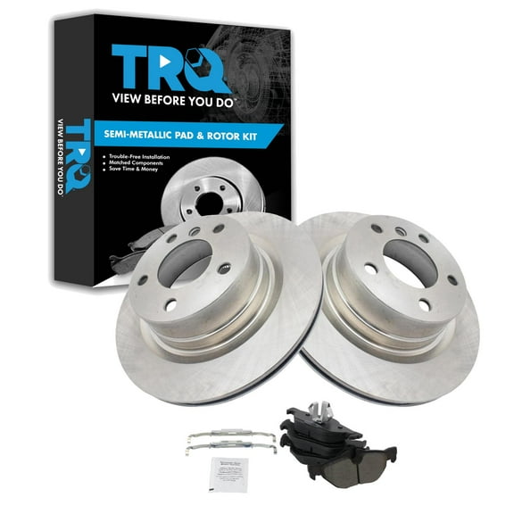 TRQ Rear Brake Pad & Rotor Kit Brake Pads Brake Rotor Semi-Metallic Fits Select 2009-2013 BMW 128i