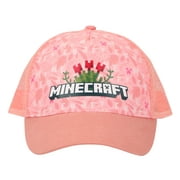 Minecraft Roses Youth Girl's Pink Mesh Back Baseball Cap
