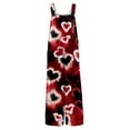 thumbnail image 4 of Fgvctg Valentine's Day Womens Jumpsuit Wide Leg Pant Date Night Spaghetti Straps Fashion Love Heart Print Jumpsuits Sleeveless Bib Overalls Sprimg Romper Clothes With Pockets Vermilion S, 4 of 5