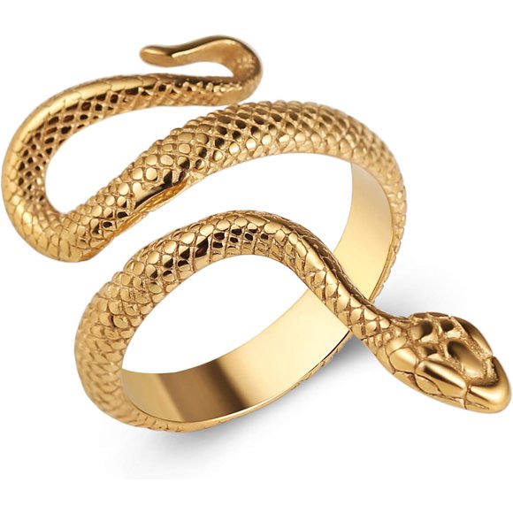 EcoNesxp Men's and women's Gothic jewelry snake ring retro animal fashion personality stainless steel ring snake ring men's and women's Gothic jewelry retro animal fashion personality stainless steel