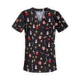 thumbnail image 3 of Ropa elástica para enfermeras, clínica dental, cuello en V, ropa quirúrgica, ropa de trabajo para hospitales, mascotas, Navidad, camiseta de manga corta para mujer, 3 of 4