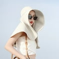 thumbnail image 6 of Lroveb Sun Hats for Women Ladies Protection Solid Color Large Brim Neck Shawl Bucket Hat Foldable Floppy Beach Hat, 6 of 8