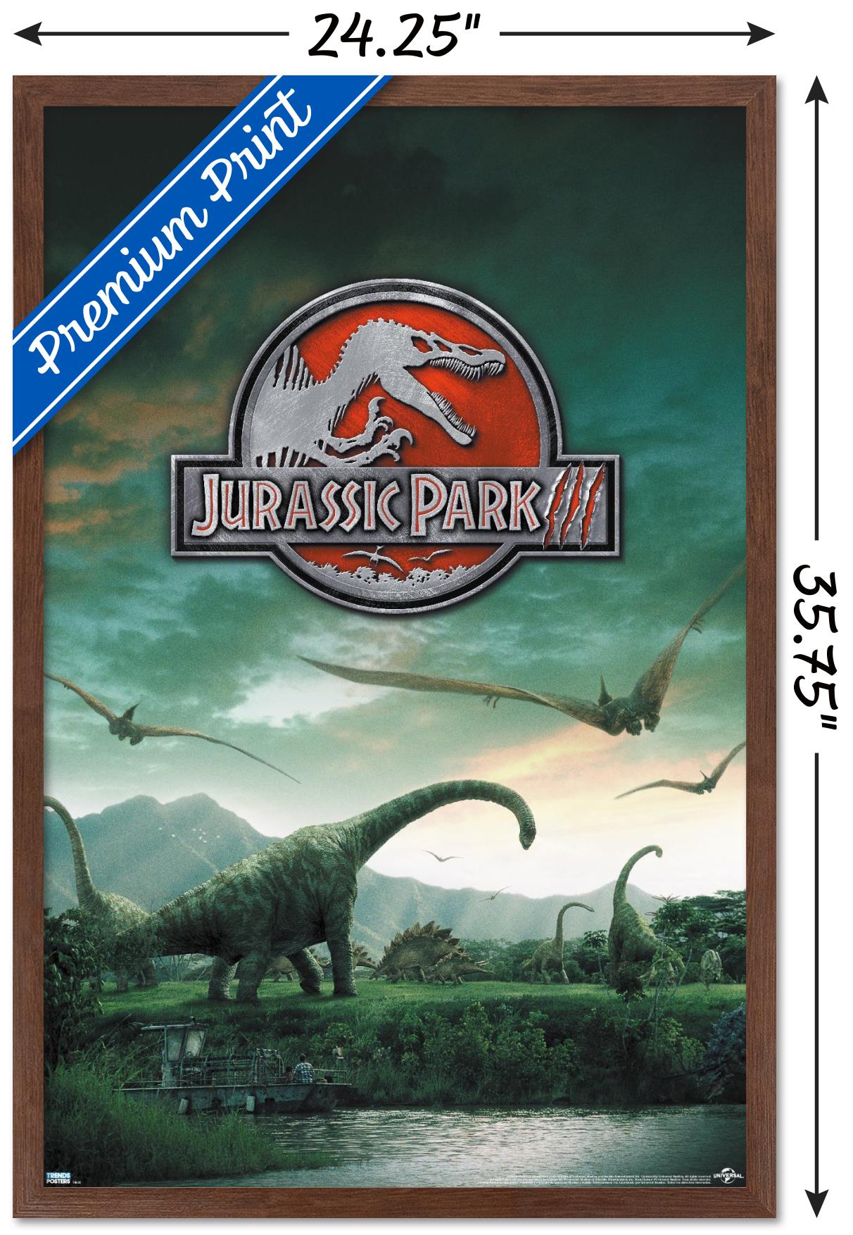 Jurassic Park 3 - Dinosaurs Wall Poster, 22.375" x 34", Framed