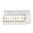 thumbnail image 6 of Wooden L-Shaped Twin Size Daybed with 2 Drawers and Storage 3 Cabinets, Multi-functional Day Bed Frame with Bookshelf and Study Desk for Bedroom Guest Room, White, 6 of 15