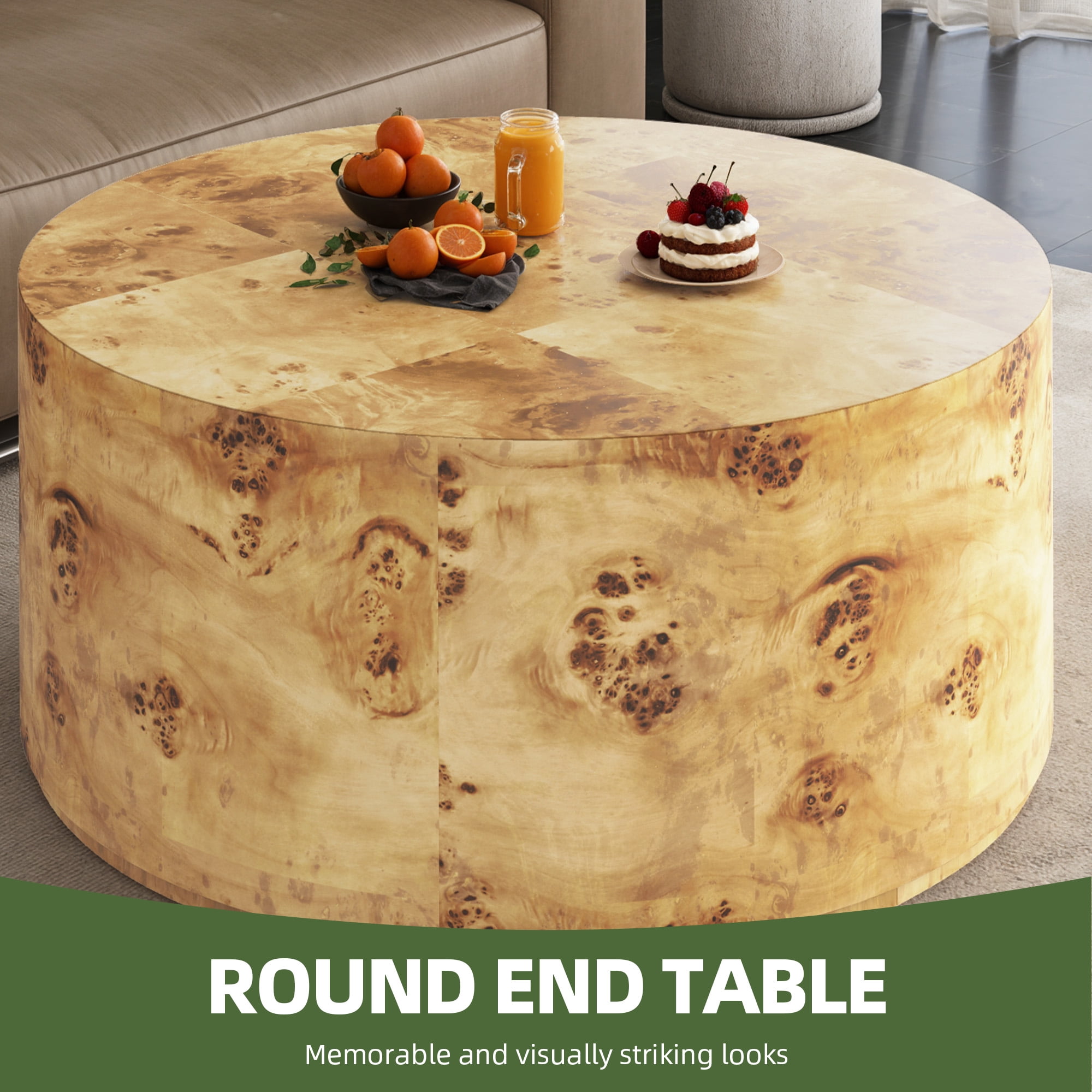 Uforic 16''H Burl Wood Coffee Table