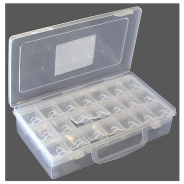 BIN BUDDY Clear Plastic Craft Box 8.75" (22.2 cm) x 5" (12.7 cm) x 2" (5.1 cm) | Dual Storage System with 22 Compartments | Secure Hinged Lids | Ideal for Pills, Jewelry, Crafts & More